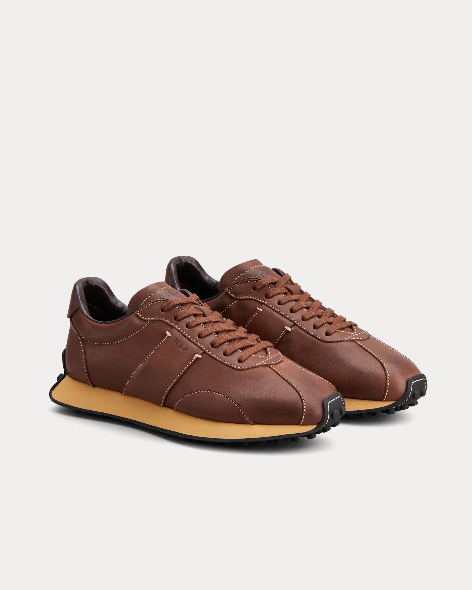 Tod's T Vintage Leather Brown Low Top Sneakers - 2