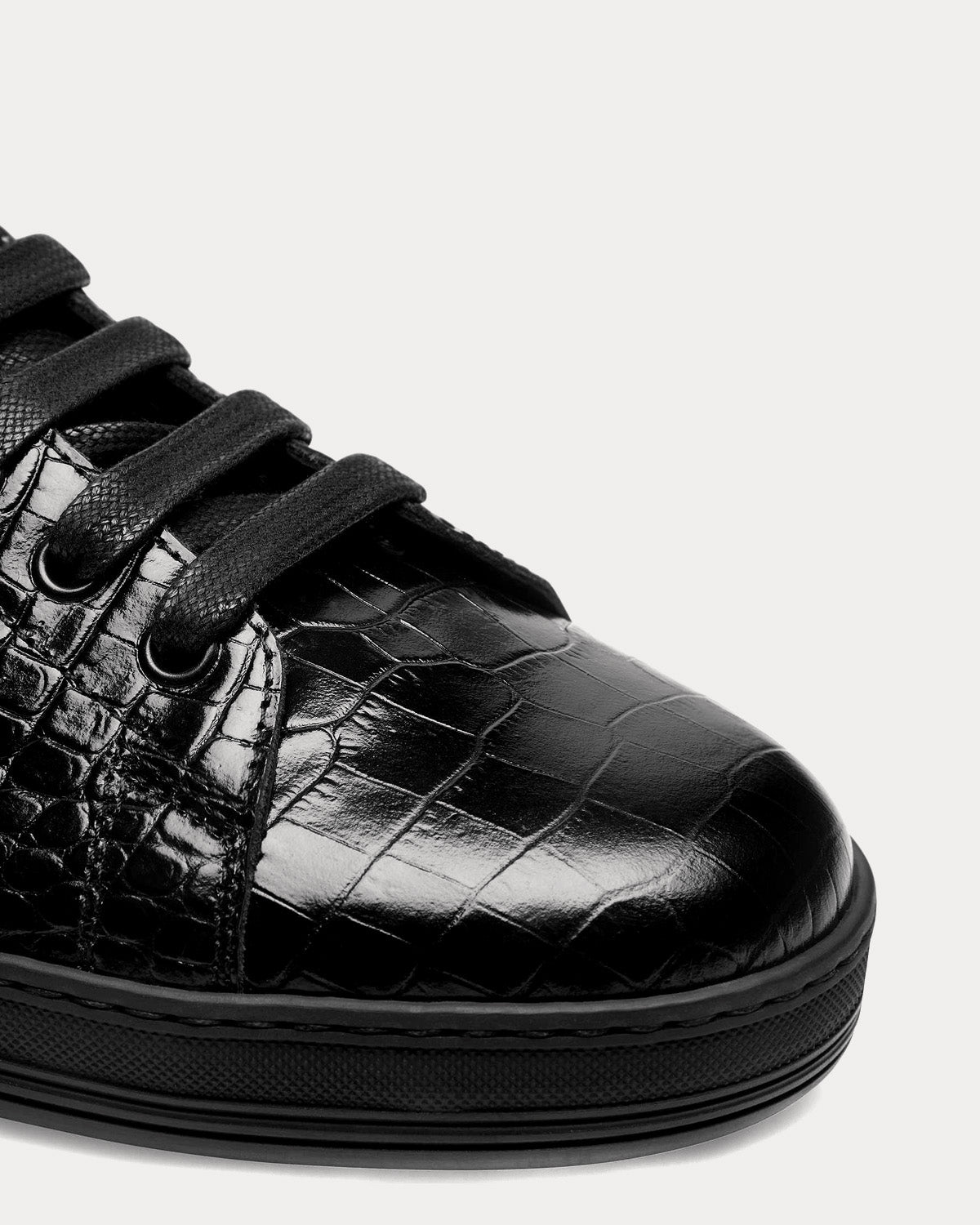 Tom Ford Warwick Printed Alligator Black Low Top Sneakers - 5