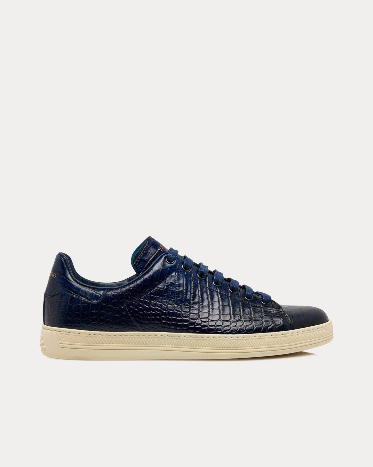 Tom Ford Warwick Printed Alligator Sapphire Low Top Sneakers