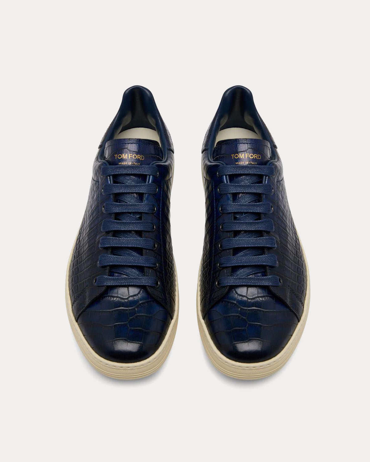 Tom Ford Warwick Printed Alligator Sapphire Low Top Sneakers - 2