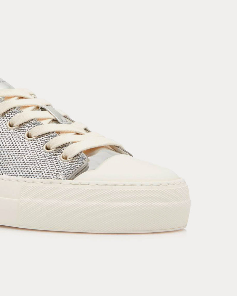 Tom Ford Grace Sequin Embroidery Silver Low Top Sneakers - 4