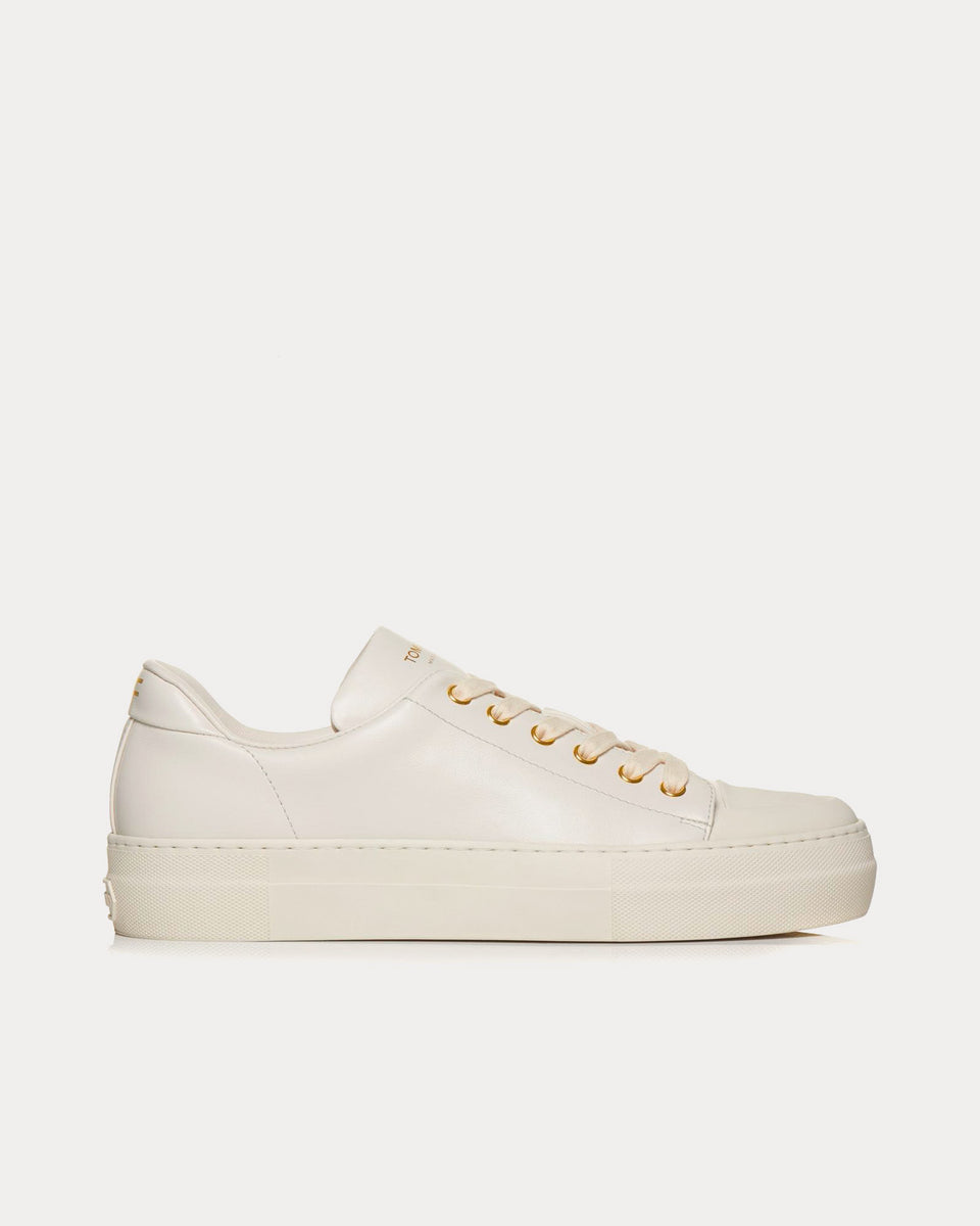 Tom Ford Grace Smooth Leather Chalk Low Top Sneakers - Sneak in Peace