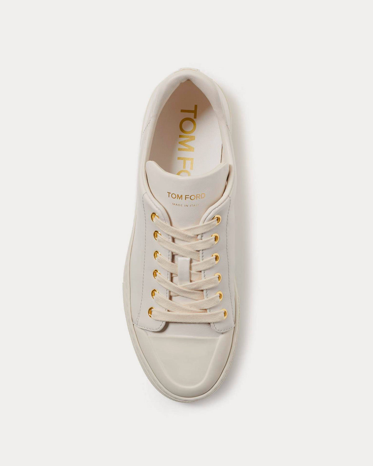 Tom Ford Grace Smooth Leather Chalk Low Top Sneakers - 2