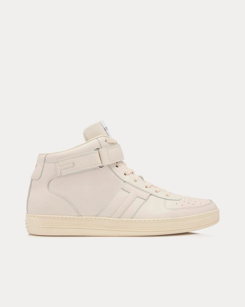 Tom Ford Radcliffe Smooth Leather Marble / Amber High Top Sneakers - 1