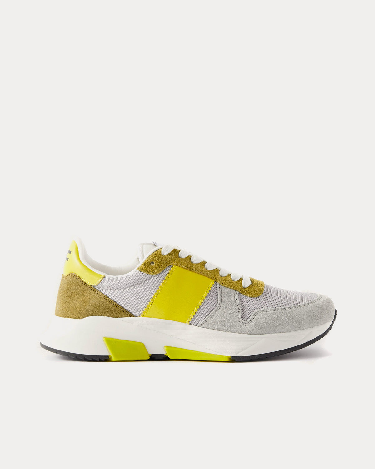 Tom Ford Jagga Suede Technical Fabric Grey / Yellow Low Top Sneakers - 1