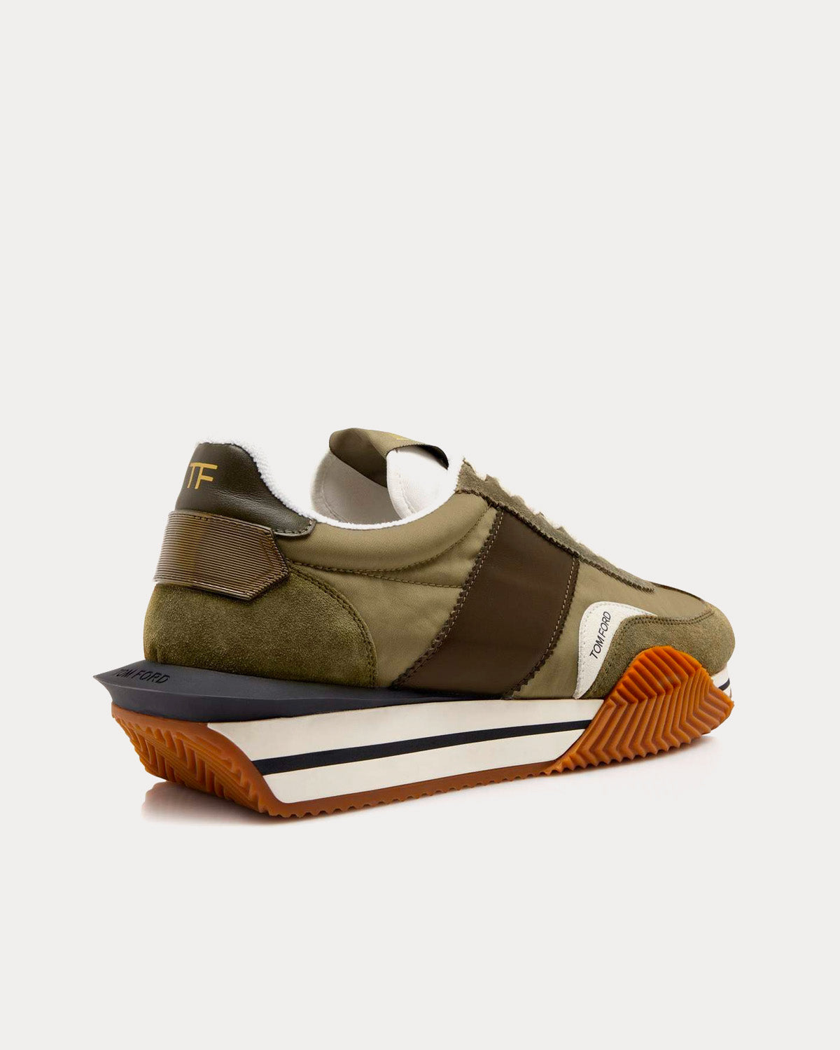 Tom Ford James Suede & Technical Fabric Khaki / Military Green Low Top Sneakers - 3