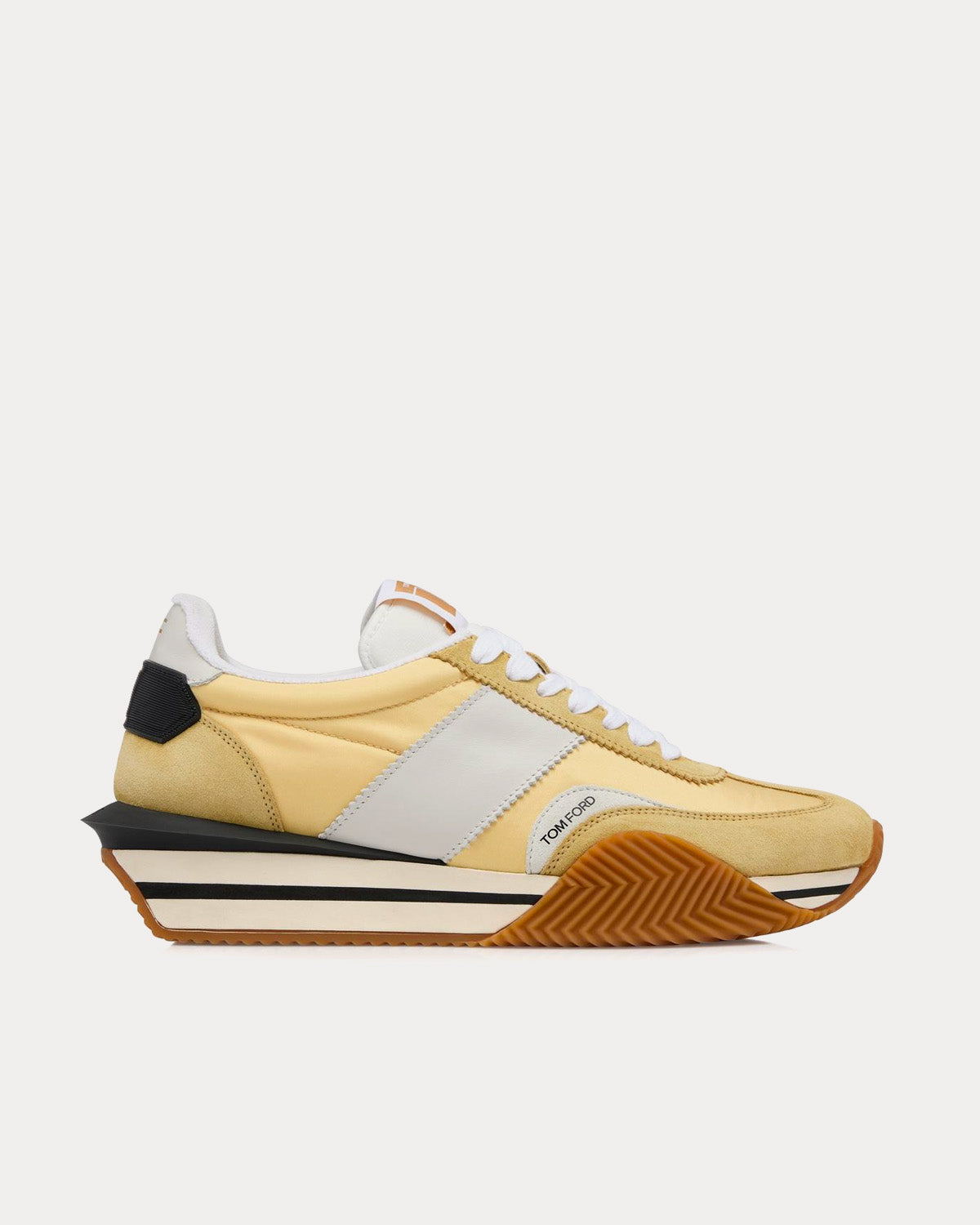 Tom Ford James Suede & Technical Fabric Light Yellow / White Low Top Sneakers - 1