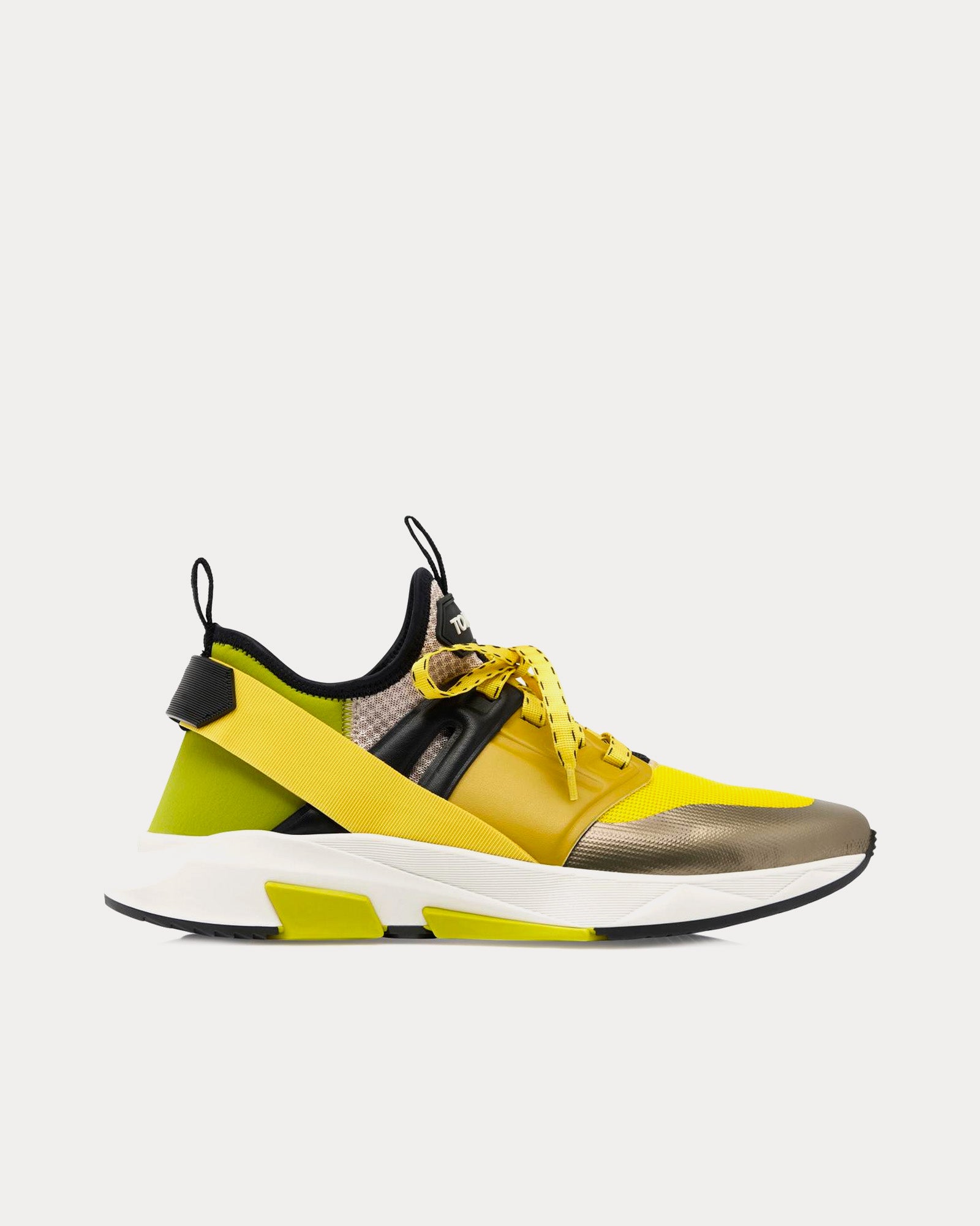 Tom Ford Jago Scuba Mesh & Leather Green / Yellow / White Low Top Sneakers - 1