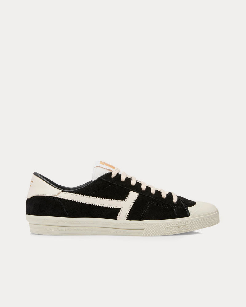 Tom Ford Jarvis Suede Black / Beige / Cream Low Top Sneakers - 1