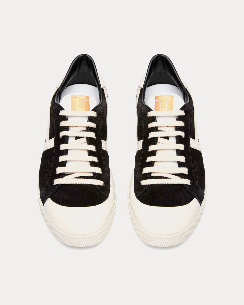 Tom Ford Jarvis Suede Black / Beige / Cream Low Top Sneakers - 2