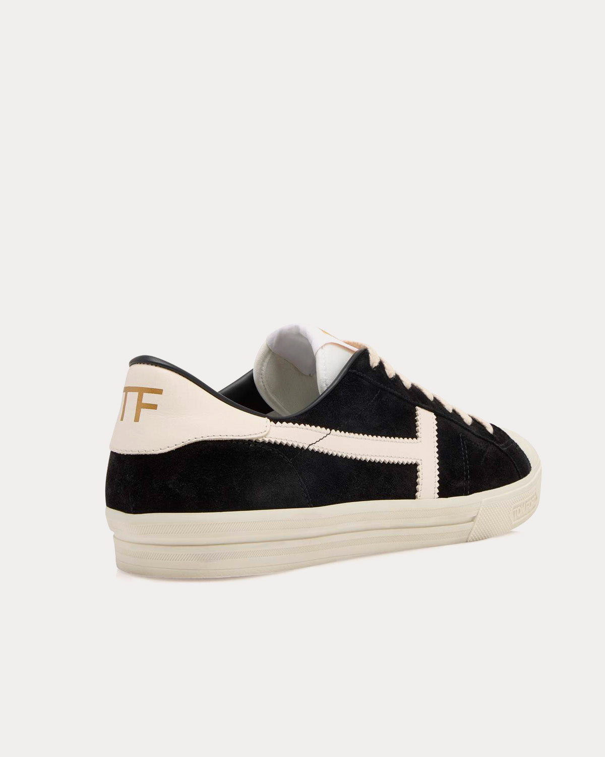 Tom Ford Jarvis Suede Black / Beige / Cream Low Top Sneakers - 3