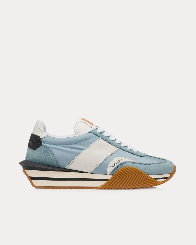 Tom Ford James Suede & Technical Fabric Pale Blue / White Low Top Sneakers - 1