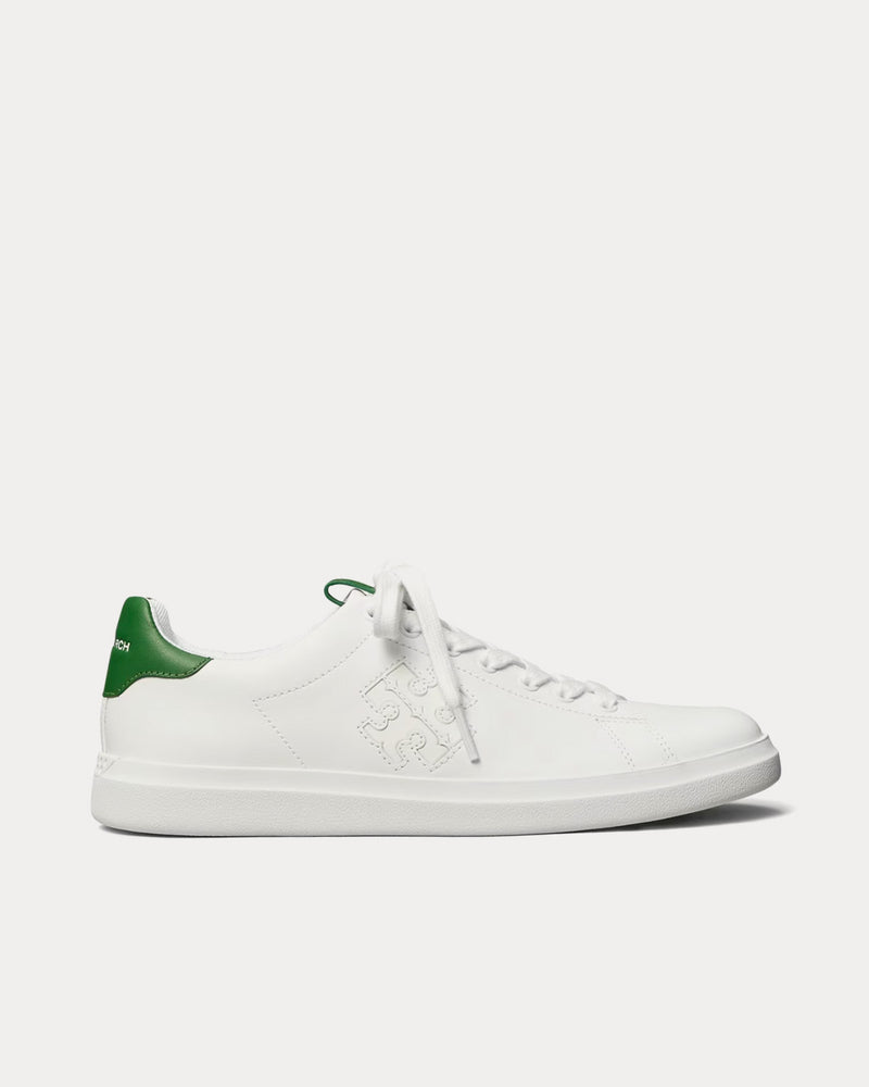 Tory Burch Double T Howell Court White / Arugula Green Low Top Sneakers - 1