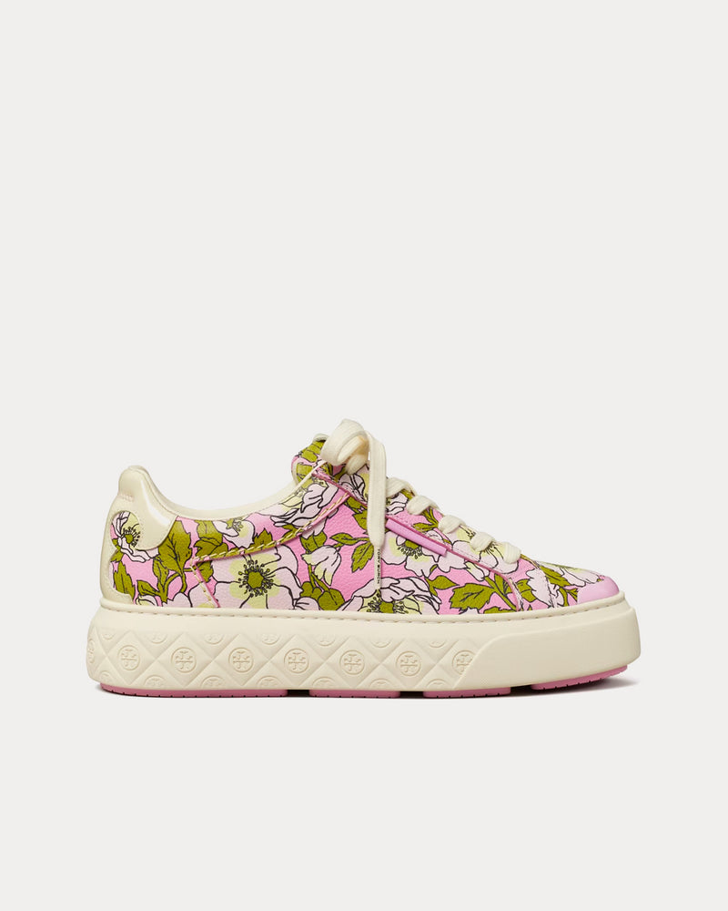 Tory Burch Ladybug Purple Bold Flowers / Oyster Low Top Sneakers - 1