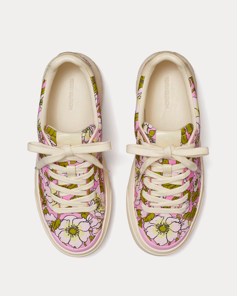 Tory Burch Ladybug Purple Bold Flowers / Oyster Low Top Sneakers - 2