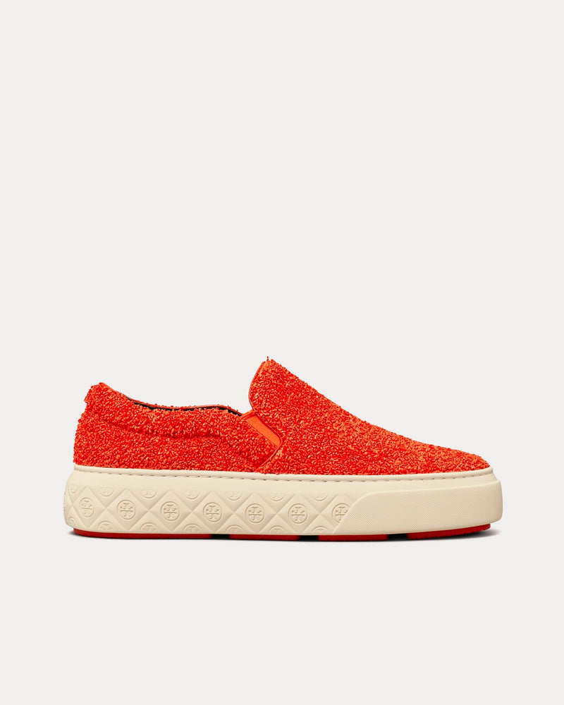 Tory Burch Ladybug Raffia & Leather Piper Red Slip On Sneakers - 1