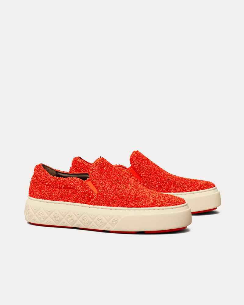 Tory Burch Ladybug Raffia & Leather Piper Red Slip On Sneakers - 3