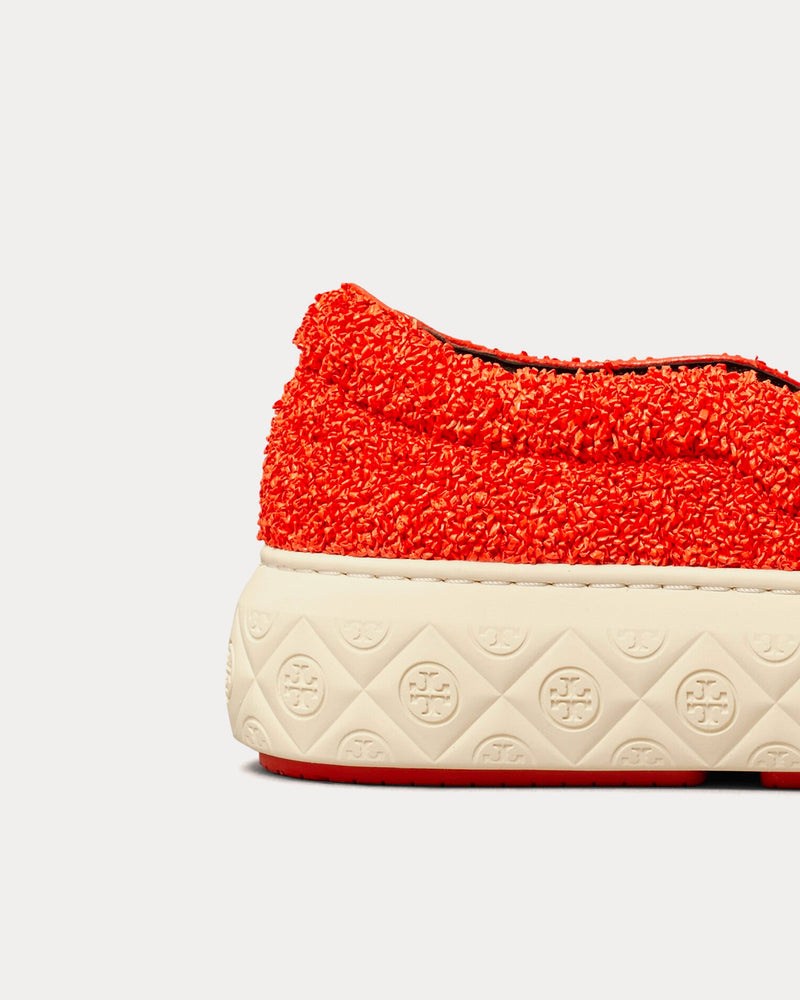 Tory Burch Ladybug Raffia & Leather Piper Red Slip On Sneakers - 4