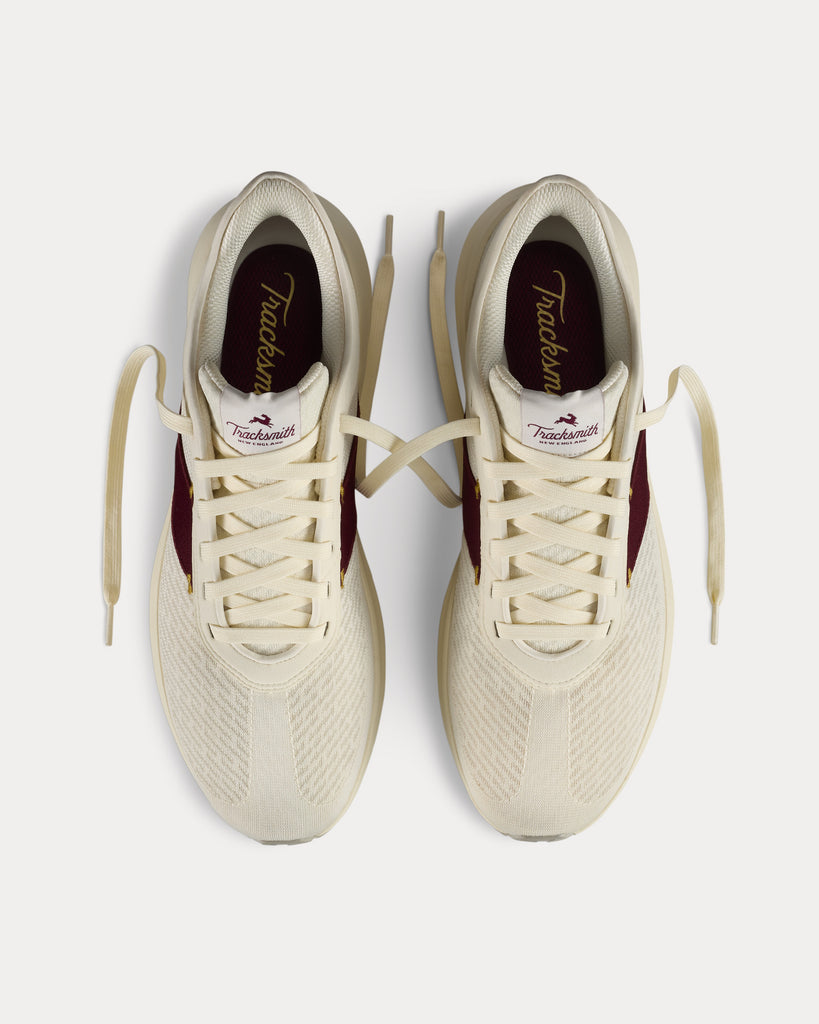 Tracksmith Eliot Runner Ivory / WIne Running Shoes - Sneak in Peace