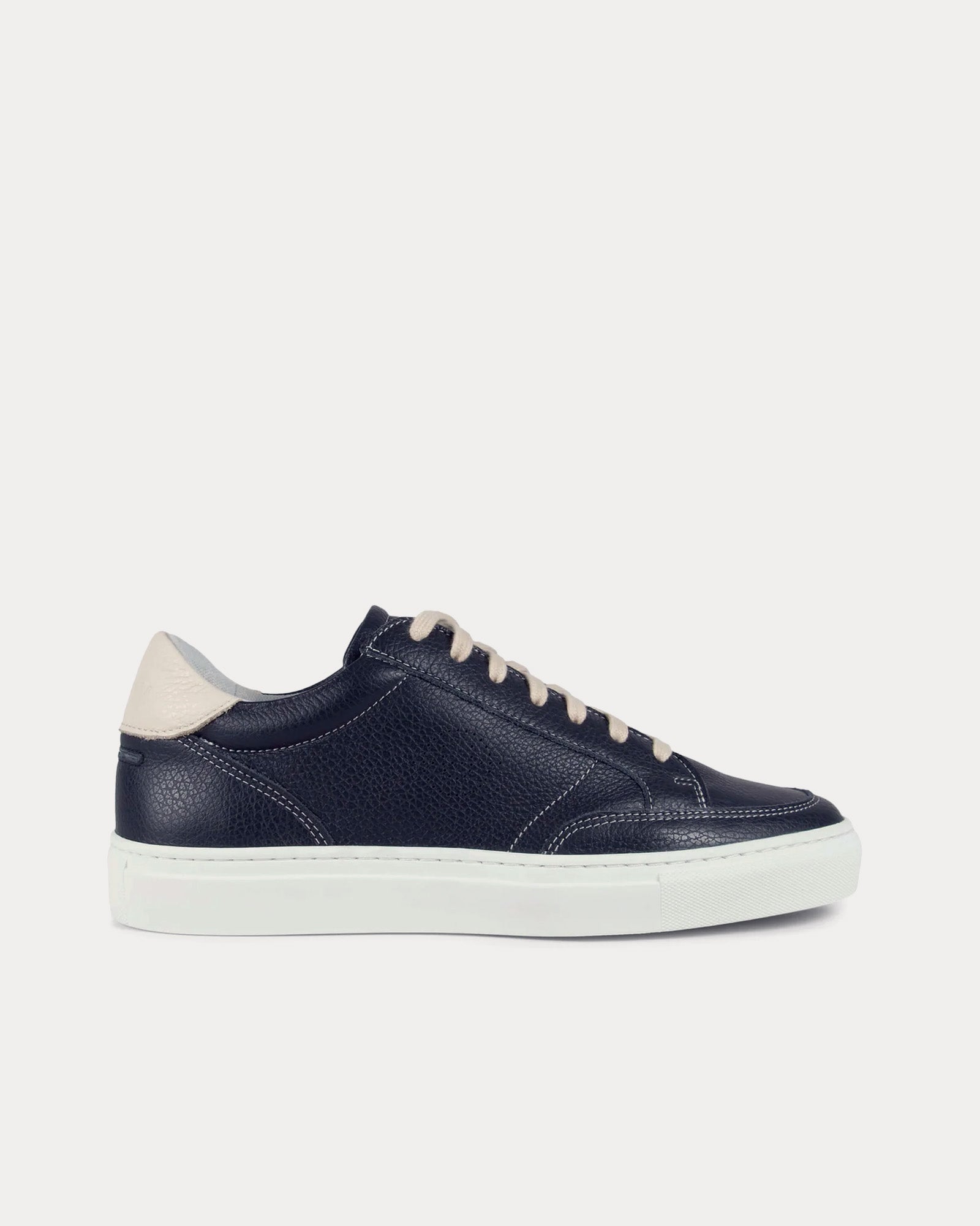 Unseen Footwear Helier Tumbled Leather Navy / Cream Low Top Sneakers - 1