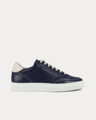 Unseen Footwear Helier Tumbled Leather Navy / Cream Low Top Sneakers