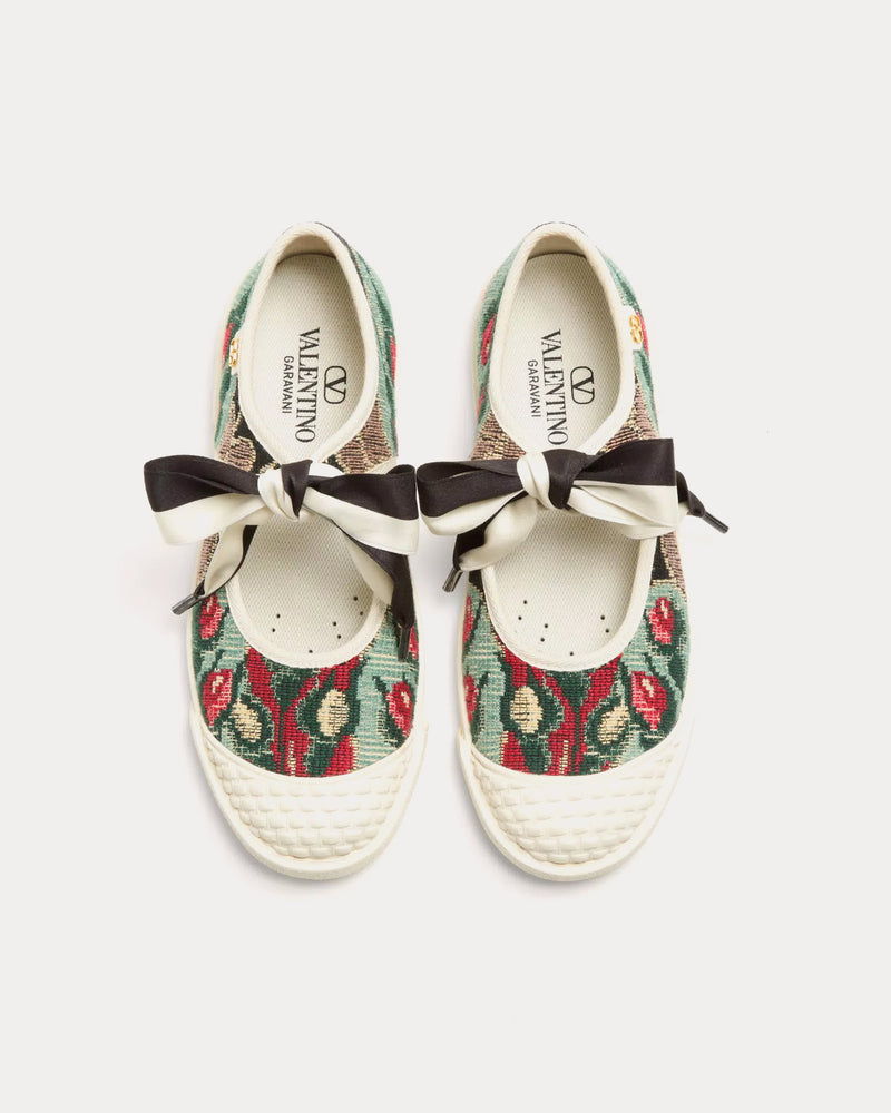 Valentino Bay By Bay Ballerina in Floral Jacquard Embroidery Black / Multi / Ivory Slip Ons - 2
