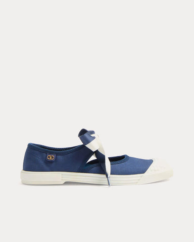 Valentino Bay By Bay Ballerina in Canvas Indigo / Ivory Slip Ons