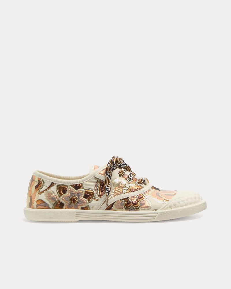 Valentino Bay By Bay Après L'hiver Fabric Jaquard Latte / Lurex / Ivory Low Top Sneakers - 1