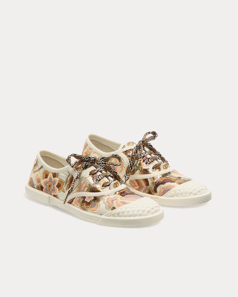 Valentino Bay By Bay Après L'hiver Fabric Jaquard Latte / Lurex / Ivory Low Top Sneakers - 3