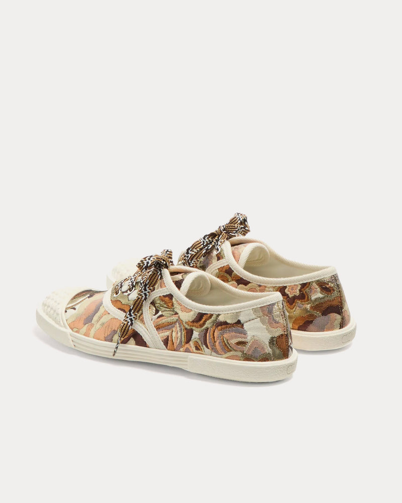 Valentino Bay By Bay Après L'hiver Fabric Jaquard Latte / Lurex / Ivory Low Top Sneakers - 4