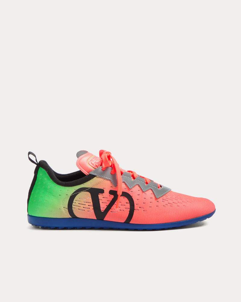 Valentino Chromathon Technical Fabric Neon Coral / Florescent Green / Black / Grey Low Top Sneakers - 1