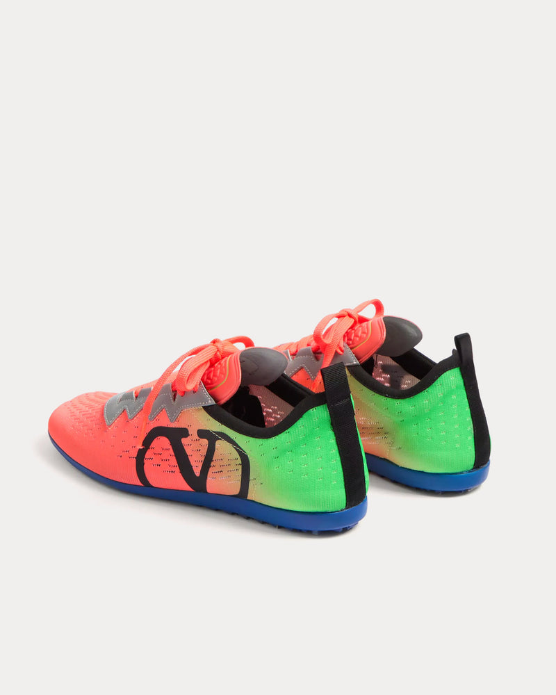 Valentino Chromathon Technical Fabric Neon Coral / Florescent Green / Black / Grey Low Top Sneakers - 3