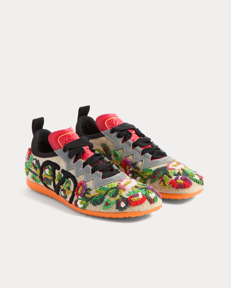 Valentino Chromathon Canvas with Floral Embroidery Multi Low Top Sneakers - 3