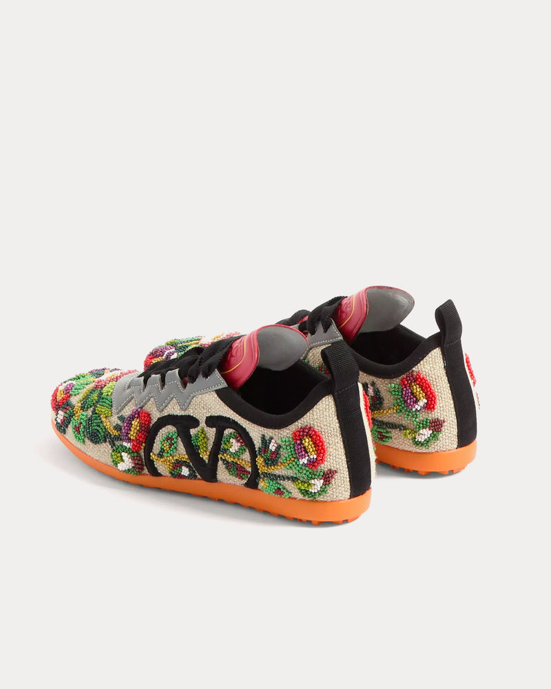 Valentino Chromathon Canvas with Floral Embroidery Multi Low Top Sneakers - 4