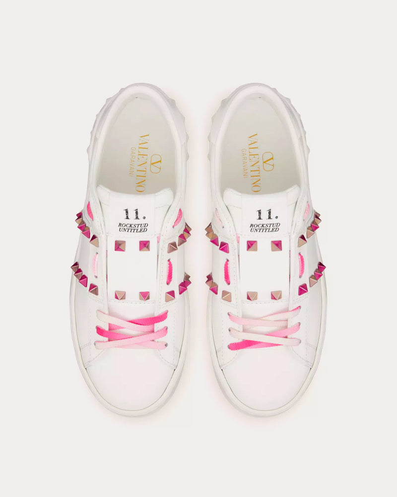 Valentino Rockstud Untitled Flatform with Studs White / Pink PP Low Top Sneakers - 2