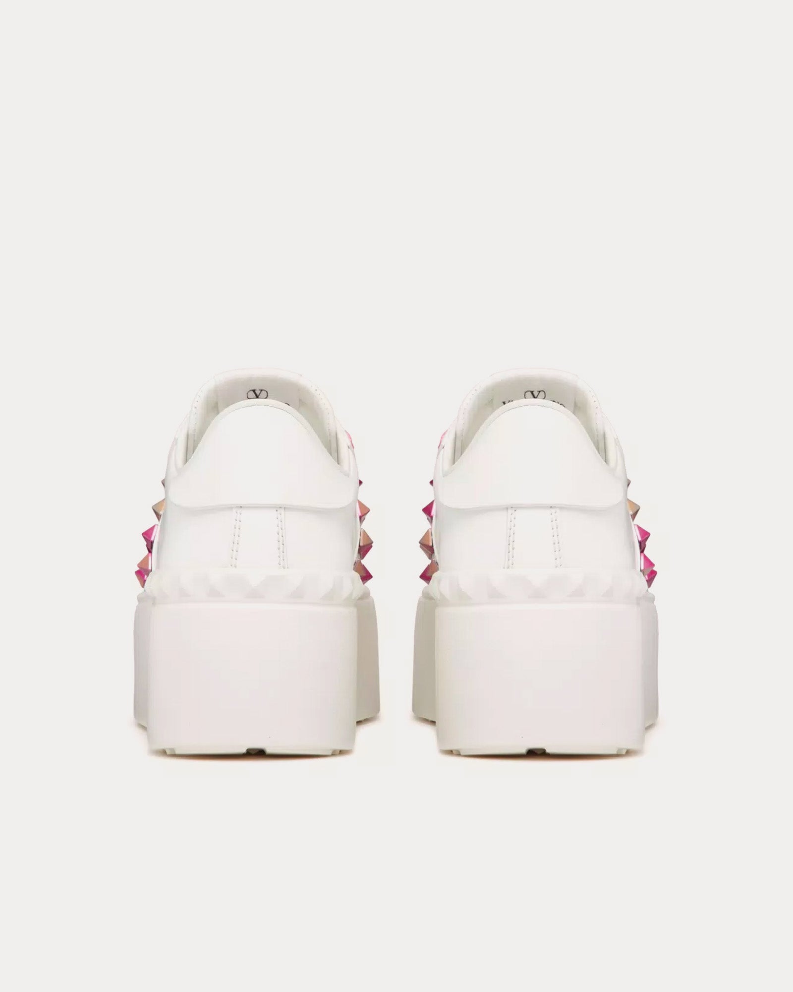 Valentino Rockstud Untitled Flatform with Studs White / Pink PP Low Top Sneakers - 3