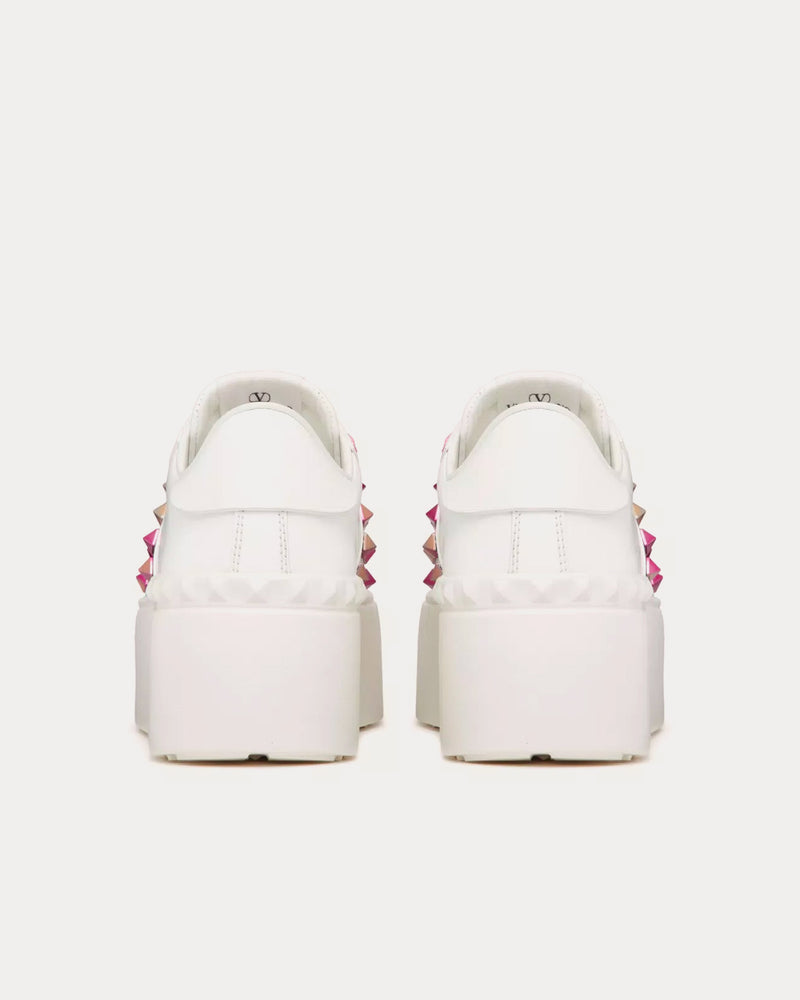 Valentino Rockstud Untitled Flatform with Studs White / Pink PP Low Top Sneakers - 3