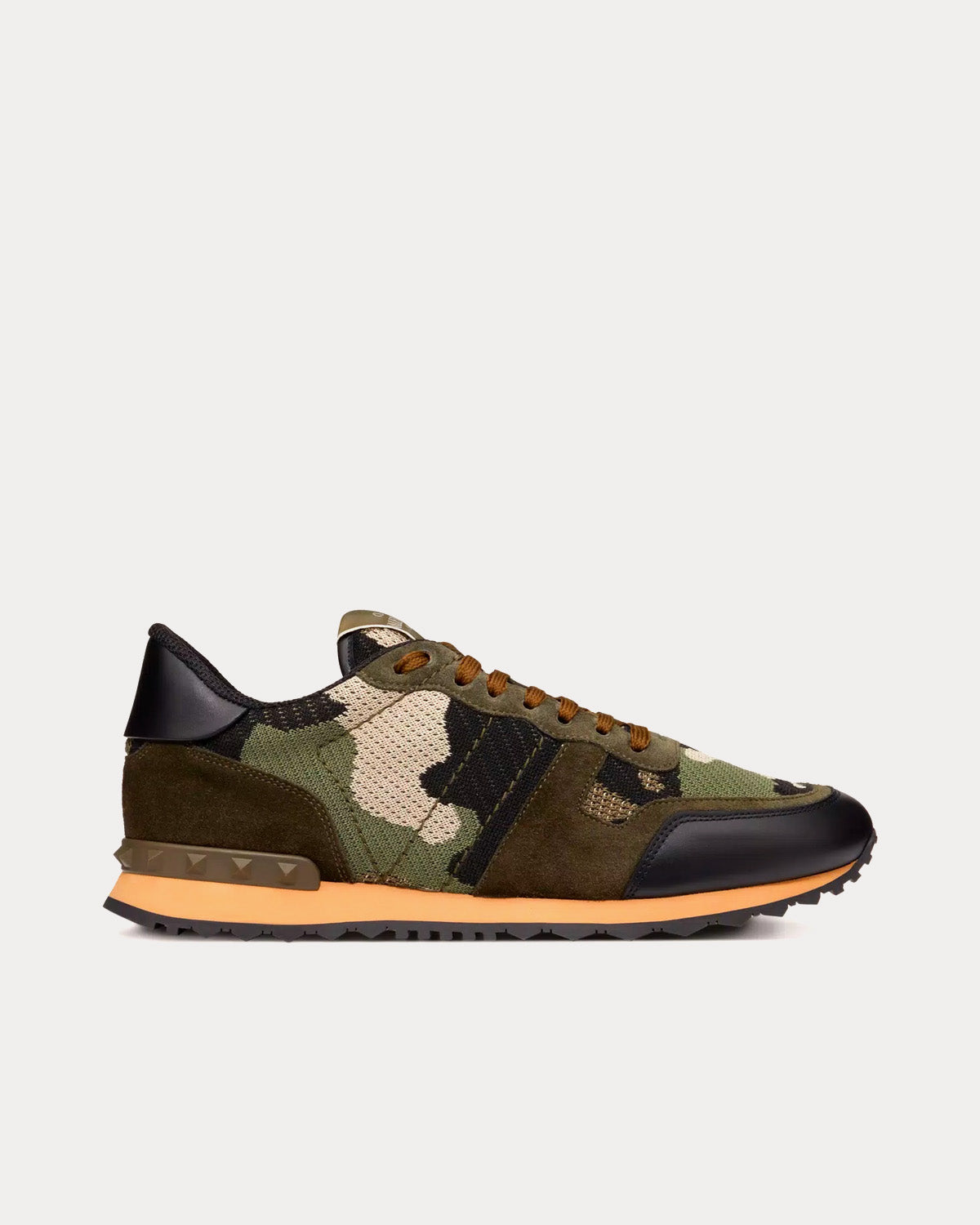 Valentino Rockrunner Camouflage Mesh Fabric Miltary Green / Beige Low Top Sneakers - 1