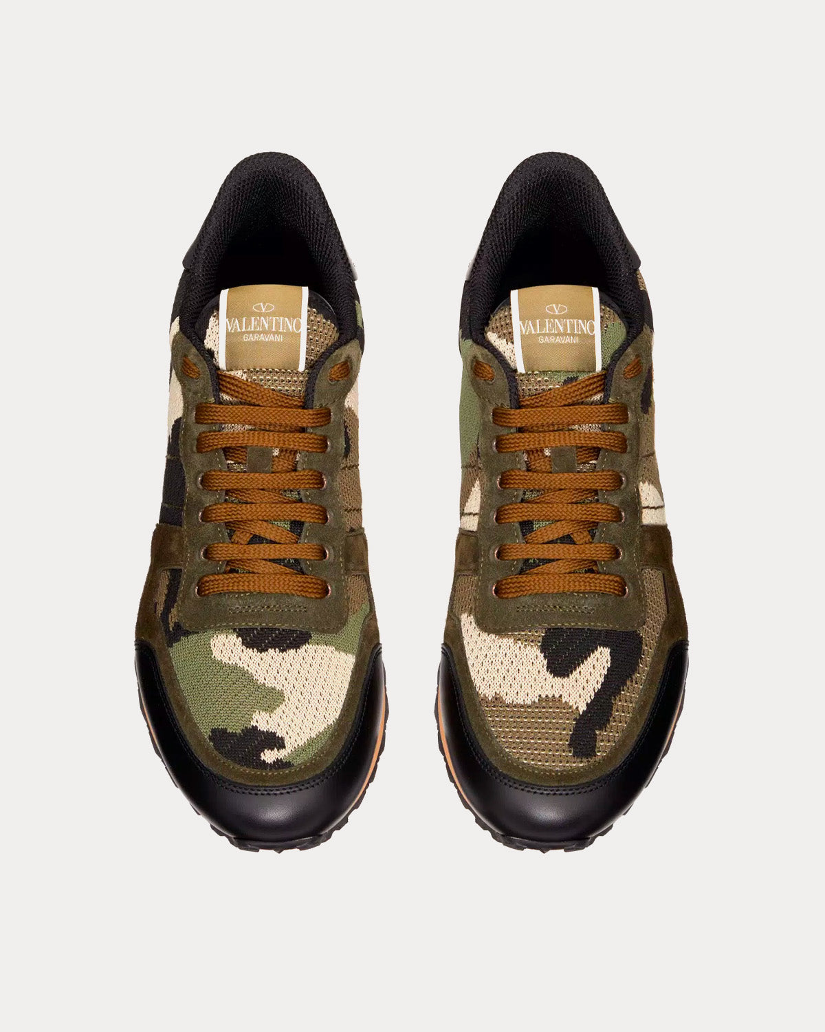 Valentino Rockrunner Camouflage Mesh Fabric Miltary Green / Beige Low Top Sneakers - 2