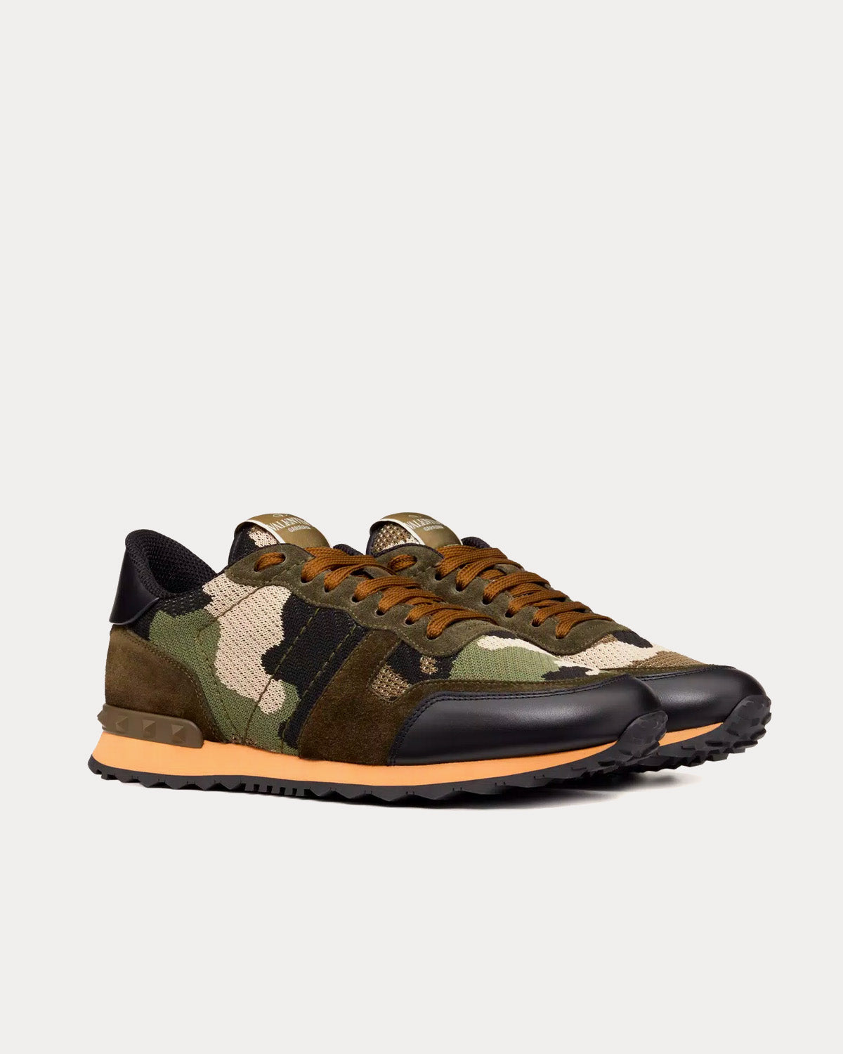 Valentino Rockrunner Camouflage Mesh Fabric Miltary Green / Beige Low Top Sneakers - 3