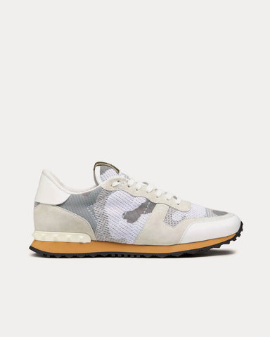 Valentino Rockrunner Camouflage Mesh Fabric White / Beige Low Top Sneakers