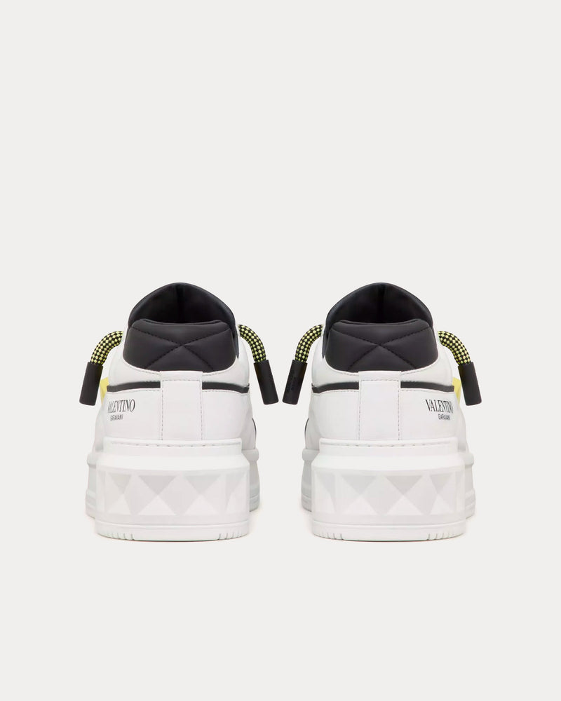 Valentino One Stud XL Nappa Leather White / Black / Light Yellow Low Top Sneakers - 4