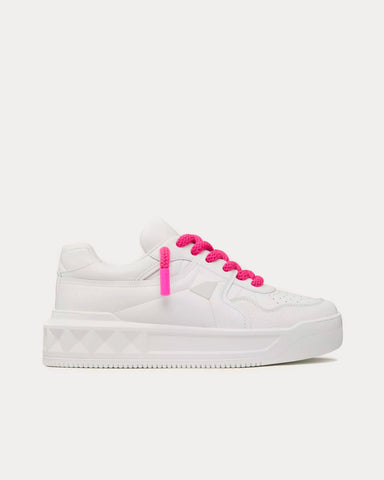 Valentino One Stud XL Nappa Leather White / Pink PP Low Top Sneakers