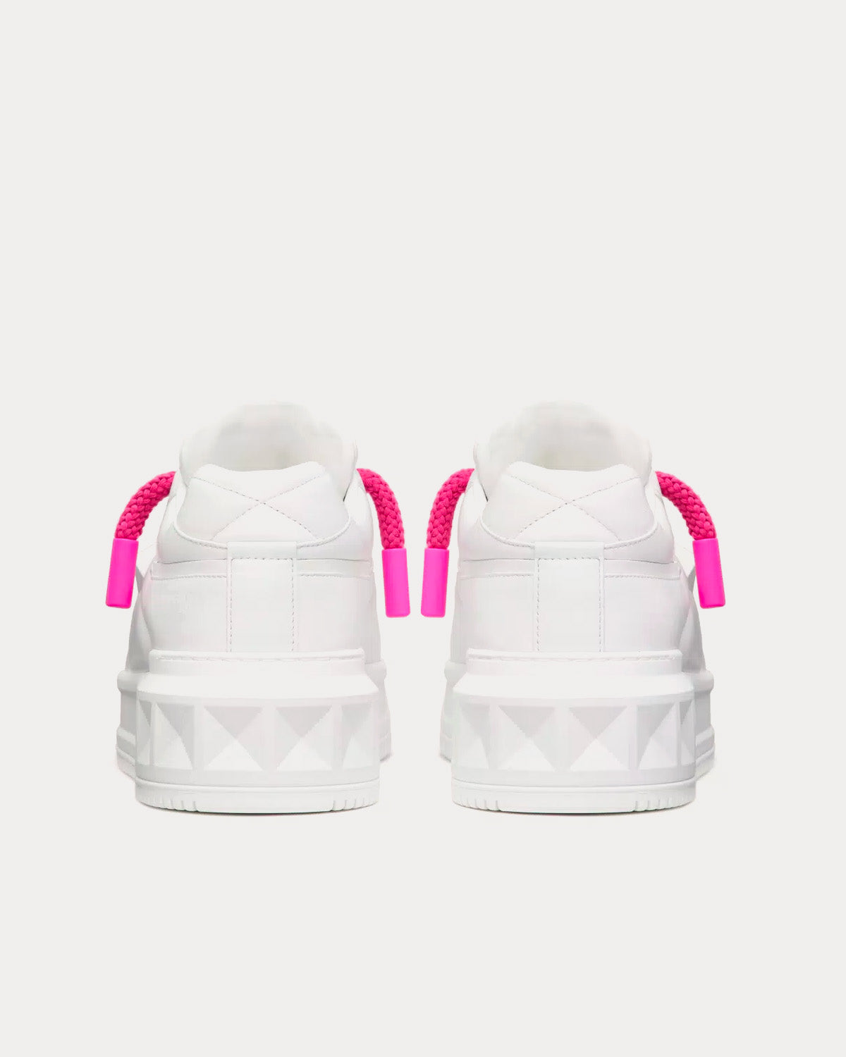 Valentino One Stud XL Nappa Leather White / Pink PP Low Top Sneakers - 4