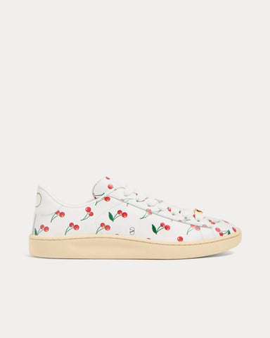 Valentino Royco with Cherryfic Pattern Nappa Calfskin White Low Top Sneakers