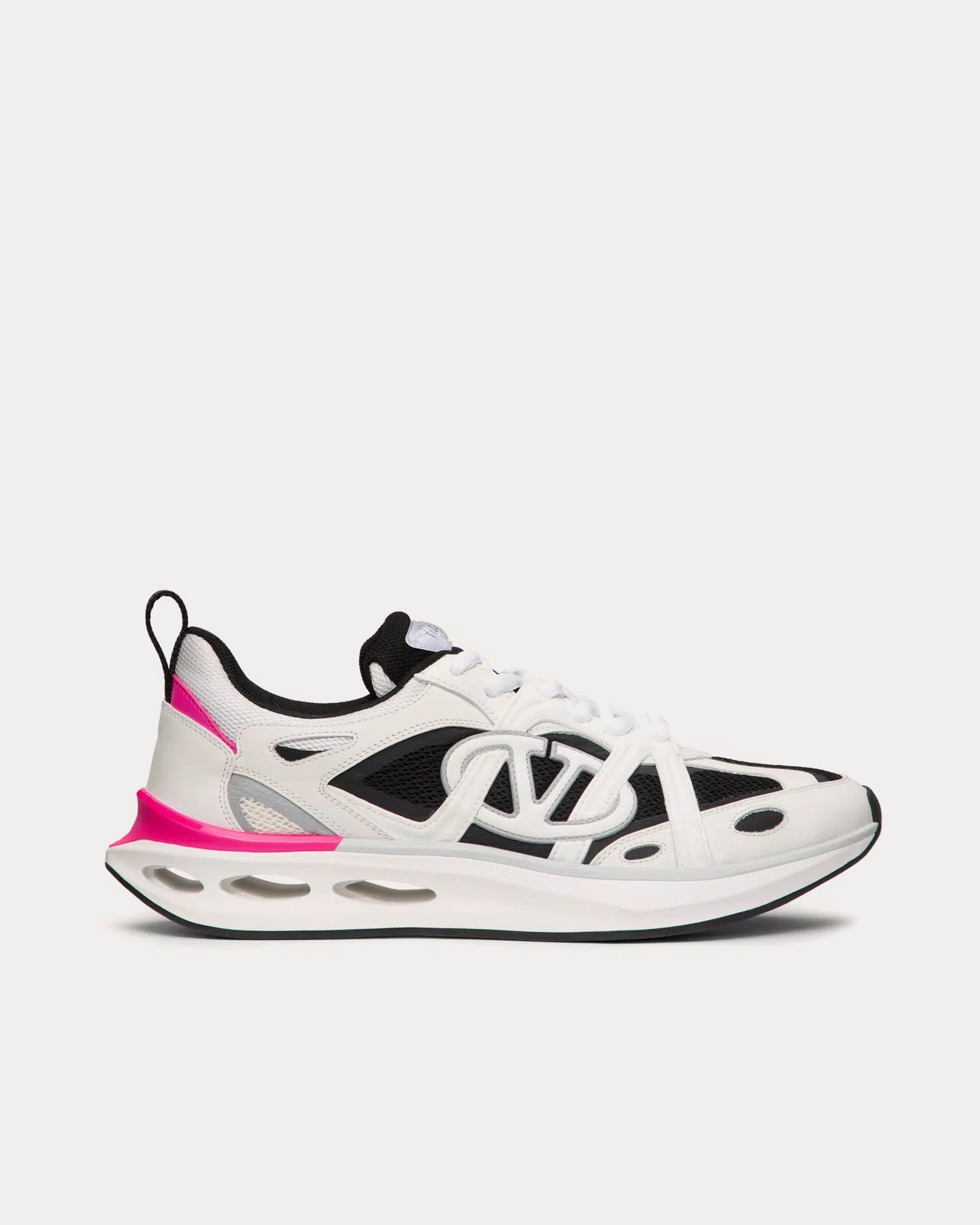 Valentino Vlogo Easyjog Calfskin & Fabric White / Pink PP / Pastel Grey Low Top Sneakers - 1