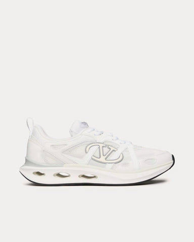 Valentino Vlogo Easyjog Calfskin & Fabric White / Ivory / Grey Low Top Sneakers