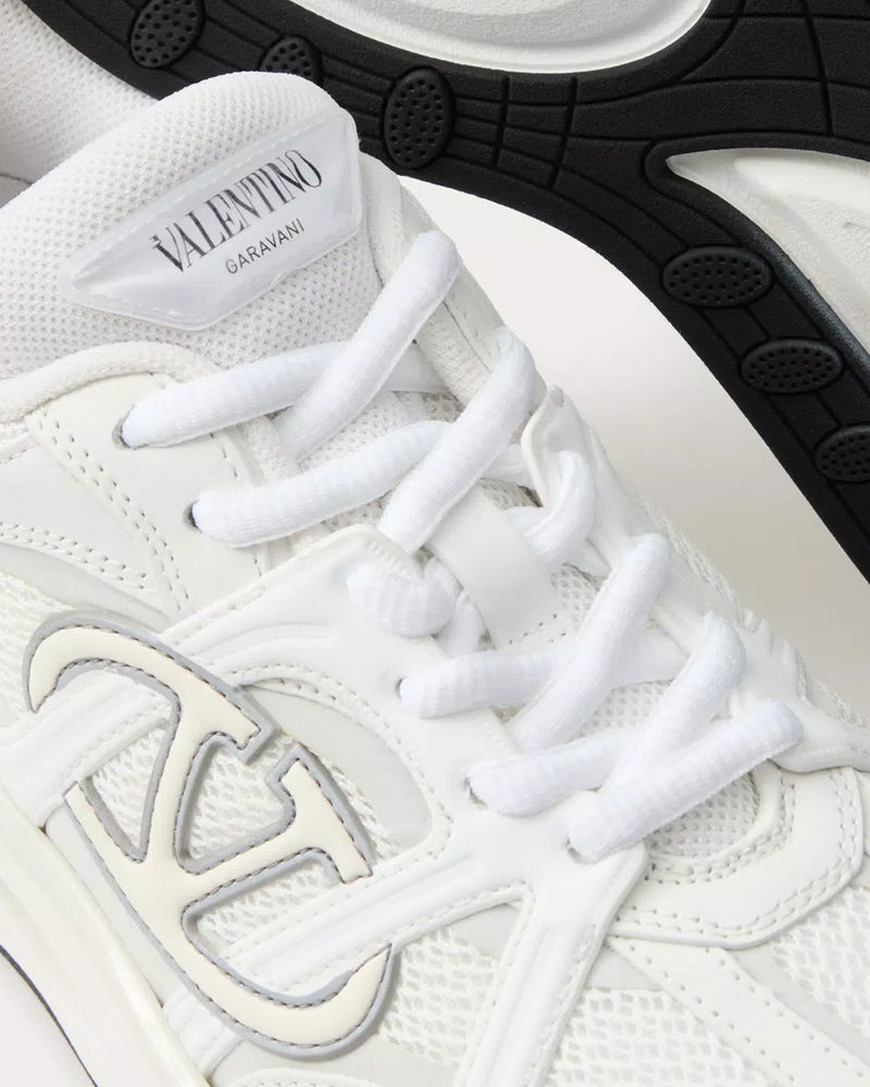 Valentino Vlogo Easyjog Calfskin & Fabric White / Ivory / Grey Low Top Sneakers - 5