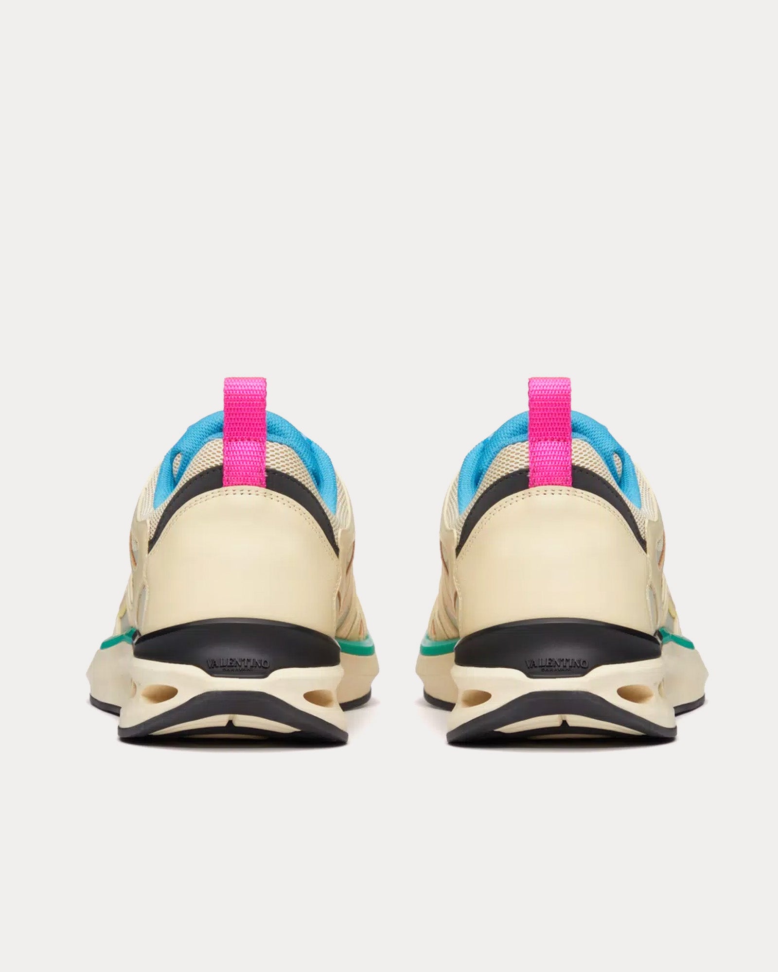 Valentino Vlogo Easyjog Calfskin & Fabric Beige / Parrot / Lime Sorbet / Black Low Top Sneakers - 3