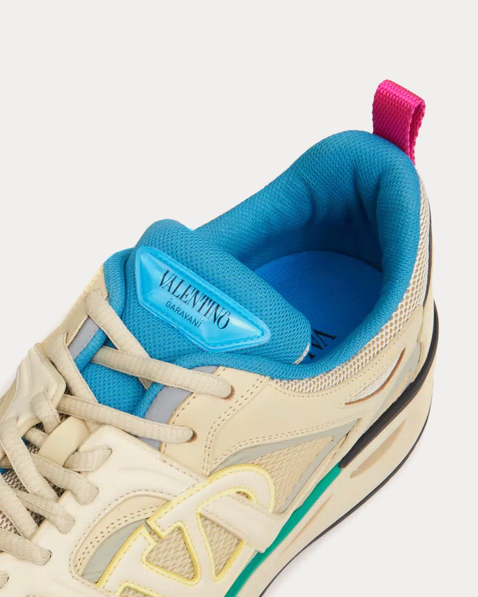 Valentino Vlogo Easyjog Calfskin & Fabric Beige / Parrot / Lime Sorbet / Black Low Top Sneakers - 4